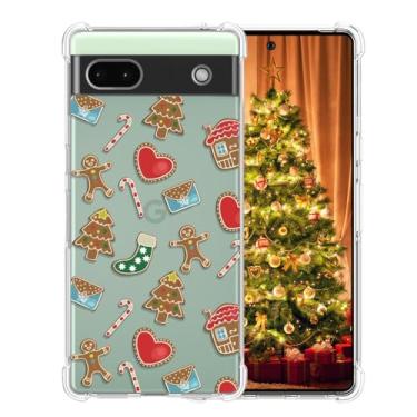 Imagem de CAROKI Capa de telefone transparente de Natal para Google Pixel 6a, capa com padrão de coração vermelho de Natal, capa macia e fina à prova de choque, capa de telefone para meninos e meninas para Google Pixel 6a-coração vermelho