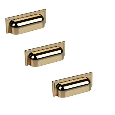 Imagem de Kit 3 Puxador Plymouth Zen Gold Concha 80Mm Zp5420.A00