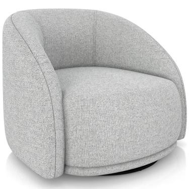 Imagem de Poltrona Decorativa Giratória Angelina M03 Linho Cinza Claro - Lyam Decor