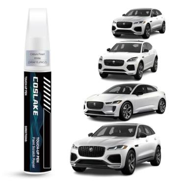 Imagem de COSLAKE Tinta de retoque de carro (Ostuni Pearl White (2454/1EJ/NCZ)) para Jaguar, kit de reparo de arranhões de pintura de carro, solução rápida e fácil de reparar, caneta removedor de arranhões 2 em