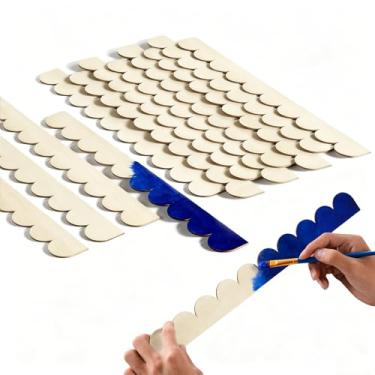 Imagem de FAKILO Acabamento de moldagem de madeira recortada inacabada - borda decorativa DIY fofa para paredes, armários, portas (40 cm × 4 cm × 0,3 cm, pacote com 12)