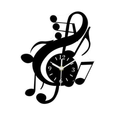 Imagem de Bothyi Relógio de parede com nota musical, arte de parede em acrílico, decoração leve para casa, relógio de pendurar sem -taque para sala de estar e, 30 Cm