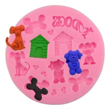 Imagem de Molde Silicone Cachorro Casinha Dog Osso Cachorrinho Fondant