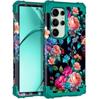 Imagem de Rancase Capa para Galaxy S24 Ultra, proteção resistente à prova de choque de três camadas de plástico rígido + capa protetora de borracha de silicone macio para Samsung Galaxy S24 Ultra 5G, brilha no