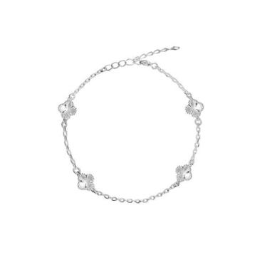 Imagem de Pulseira Trevo Flor Banhado a Prata 925 - Papillon Semi Jóias