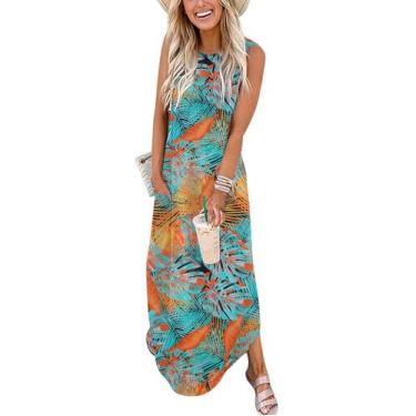 Imagem de Vestido Zeagoo feminino Boho Summer Beach com estampa de folhas tropic
