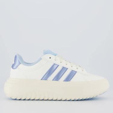 Imagem de Tênis Adidas Grand Court Plataform Feminino Off White e Azul, 35