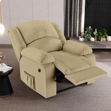 Imagem de Poltrona do Papai Descanso Reclinável Sala de Cinema Madrid Power Elétrica Massagem USB PU Bege