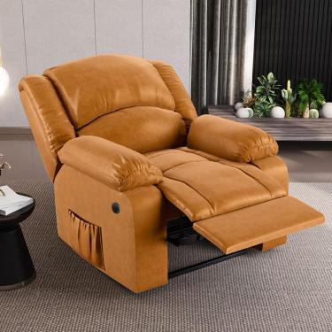 Imagem de Poltrona do Papai Reclinável Sala de Cinema Madrid Power Elétrica Massagem USB PU Whisky  G26