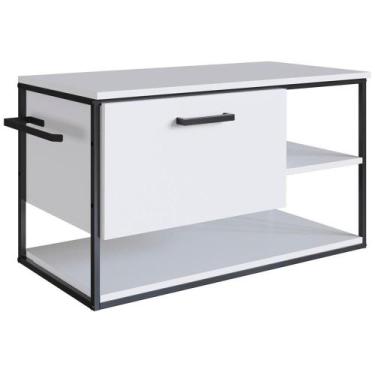 Imagem de Gabinete Suspenso Para Cuba Banheiro 1 Pt Basc P1007 Preto Branco Pp P