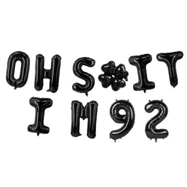 Imagem de Oh I'm 92! Balões de látex 40,6 cm preto hallo 92 Cheers to 92 anos decoração temática para homem mulher feliz 92º aniversário festa estúdio foto adereço bandeira decorações lembrancinhas suprimentos