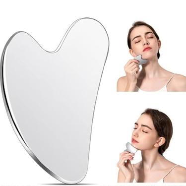 Imagem de Ferramentas faciais Gua Sha de aço inoxidável Guasha para rosto ferramenta de beleza de metal com bolsa de viagem para presentes