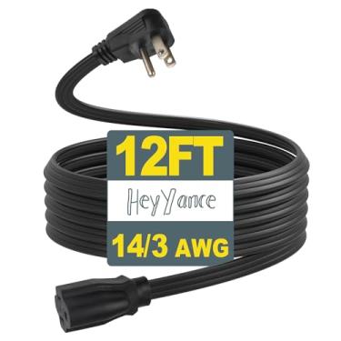 Imagem de HeyYance Cabo De Extensão Calibre 14 Para Aparelhos Alta Resistência - 12 Pés Spt-3, Plugue Plano, Alimentação Aterrado 3 Pinos Ar-Condicionado, Geladeiras, Micro-Ondas, Máquinas Lavar, Uso Interno,