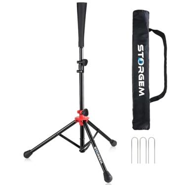 Imagem de Storgem Camiseta de beisebol com rebatedor e tripé ajustável de softbol para prática de treinamento, bolsa de transporte (vermelha e preta)