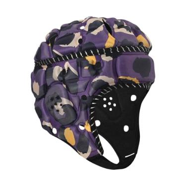 Imagem de Aymzbd Capacete de Rugby Capacete de Futebol Americano Meninos Meninas Boné Esportivo para Jogo de Futebol Americano Chapéu de Goleiro, Amarelo Roxo