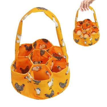 Imagem de Cesta de coleta de ovos, cesta de coleta de ovos de lona com 7 bolsas para fazenda, galinha, galinha, pato, ganso, dona de casa, jardim, armazenamento de transporte (laranja)