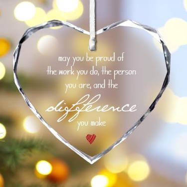 Imagem de Enfeite de cristal de Natal de 7 cm - Que você tenha orgulho do trabalho que você faz - presente de agradecimento, lembrança, decoração, presente de agradecimento para colegas, enfeites de Natal - A04