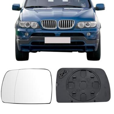 Imagem de Vidro de substituição do espelho lateral do motorista para BMW X5 E53 1998 1999 2000 2001 2002 2003 2004 2005 2006, placa traseira aquecida aquecida lado esquerdo vidro retrovisor do carro para Range