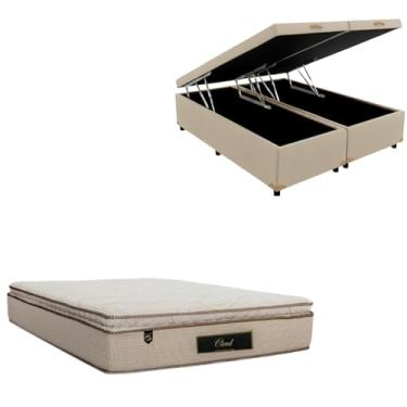 Imagem de Cama Box Baú Bipartida Blindada com Colchão Cloud Molas Ensacadas C/Pillowtop 32cm (CORINO BEGE, King)
