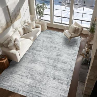 Imagem de BILEEHOME Tapetes cinza 15 x 23 cm para sala de trabalho, antiderrapante, lavável, protetor de piso de madeira, neutro, abstrato, moderno, tapete para quarto, sala de jantar