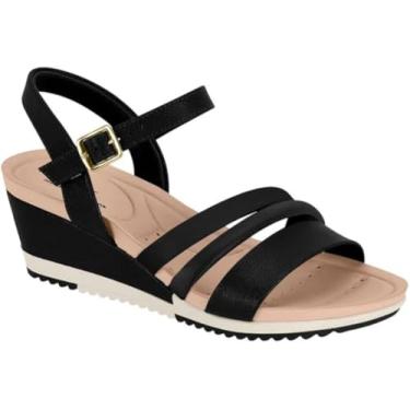 Imagem de Anabela Três Tiras com Strass Modare (Preto, BR, Adulto, Numérico, 35)