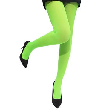 Imagem de Meia Calça Neon Fio 40 Brilha Luz Negra - Festa Fantasia Halloween Carnaval Bloquinho