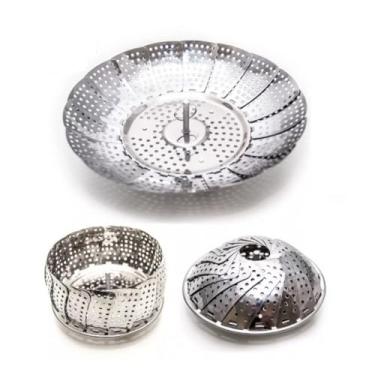 Imagem de Cesto Inox Dobrável para Cozinhar no Vapor – Praticidade e Sabor em Refeições Saudáveis no Dia a Dia