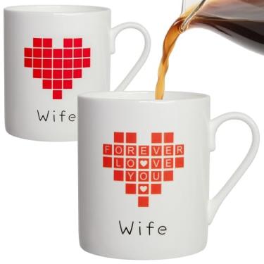 Imagem de Lovift Caneca de café presente de aniversário para esposa, novidade xícara de chá de cerâmica presentes de dia dos namorados para ela do marido, personalizado engraçado mudança de cor amor vermelho