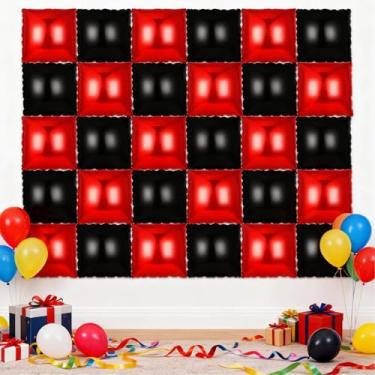Imagem de 50 Pcs Red and Black Party Decorations, Square Foil Balloons Wall, 21.7 in Balloon Backdrop, Double-Sided Square Foil Balloons for Wedding Birthday Party Events