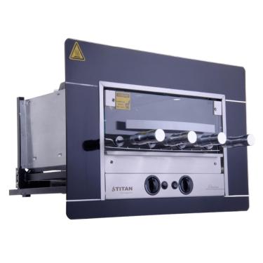 Imagem de Churrasqueira A Gás De Embutir Titan Titanium Preto 4 Espetos Rotativos 220v
