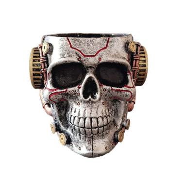 Imagem de Porta-canetas Cyberpunk Skull Design Resin 11,5x13x10cm 270g