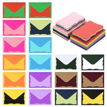 Imagem de Pacote com 90 mini envelopes de cartão de presente com cartões de notas em branco vintage, envelope pequeno de 18 cores sortidas com selo gomado para cartões de visita (10 x 7 cm) (clássico-A)