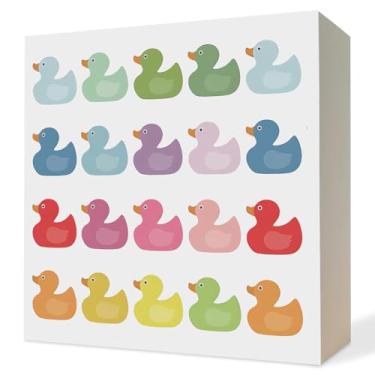 Imagem de ATBWGT Placa de madeira engraçada para banheiro de pato de borracha, decoração de banheiro infantil, placas coloridas de pato com bloco de madeira para crianças, meninas, meninos, prateleira de