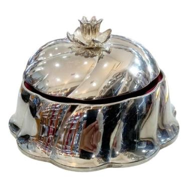 Imagem de Porta Jóias Metal Flor Antique Silver Plated Anos 80 -novo