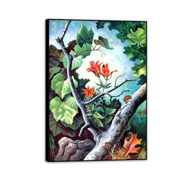Imagem de Zeichn8u Thomas Hart Benton Impressão em tela pinturas famosas de lírio de madeira arte de parede Thomas Hart Benton pôster decoração de casa para quarto sala de estar escritório 100 x 70 cm (33 x 28