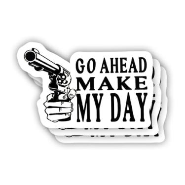 Imagem de (3 peças) Adesivo Go Ahead Make My Day com frases motivacionais sarcásticas com citação humorística decalque de vinil para Kindle, laptop, garrafa de água, capacete rígido de telefone, adesivo