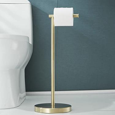Imagem de Suporte de papel higiênico independente, dispensador de papel higiênico dourado, base à prova de ferrugem, aço inoxidável SUS 304 (ouro escovado) SHUNLI