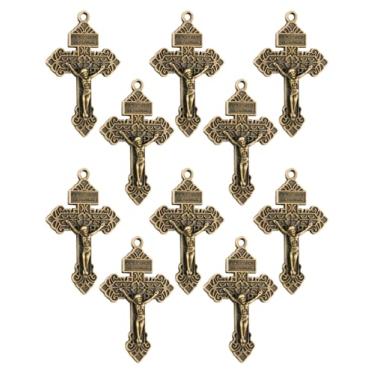 Imagem de COTTVOTT Pacote a granel de 10 - Crucifixo de Perdão Católica Indulgência do Papa São Pio X, Pingente de Cruz de Jesus Perdão Cristão para Colar Rosário Joias Suprimentos