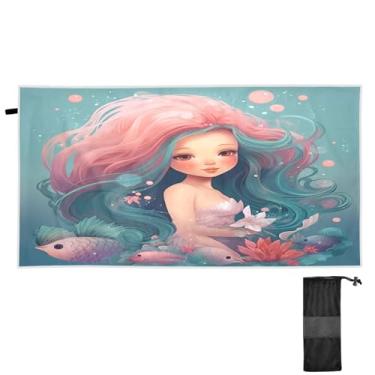 Imagem de ATTX Toalha de praia havaiana sereia 76 x 152 cm - Cobertor leve de microfibra resistente à areia de secagem rápida para piscina, ioga, academia e viagens | Esportes de banho de natação multiuso #119
