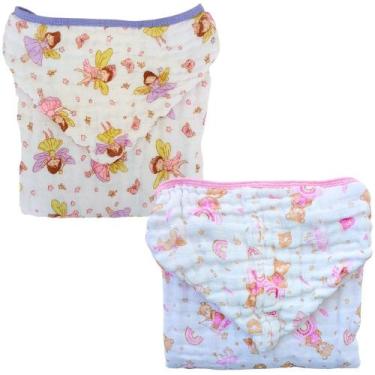 Imagem de Kit 2 Toalhões de Banho Infantil Fralda Soft com Capuz Algodão Premium