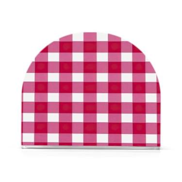 Imagem de Qilmy Porta-guardanapos para mesas, porta-guardanapos xadrez búfalo cor rosa para cozinha, porta-guardanapos de mesa, porta-guardanapos de coquetel, porta-guardanapos de papel273