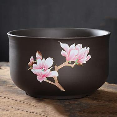 Imagem de uhyOHF Vaso de flores doméstico de grande calibre, vaso de bonsai respirável, vaso de cerâmica grande, suculenta, recipiente de plantas de jardim, para plantas de bonsai internas ou externas (uma cor