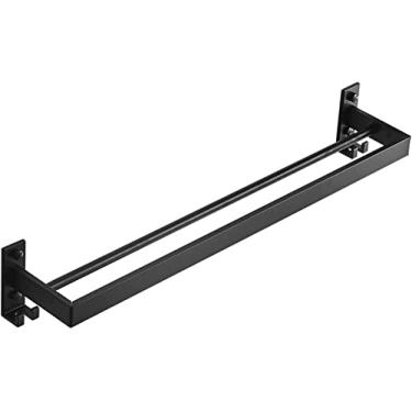Imagem de Toalheiro duplo para toalha de banho, toalheiro de parede com ganchos, varão de toalha de cozinha, toalheiro, suporte de toalha resistente, suporte de toalha, ferragens de banheiro/50 cm