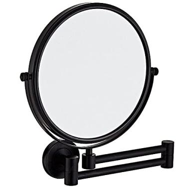 Imagem de YYBOES Espelho de penteadeira, espelho de maquiagem montado na parede com ampliação de 10x, espelho de ampliação dupla face de 20 cm, espelho cosmético de barbear para banheiro dourado