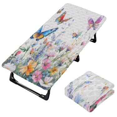 Imagem de Burbuja Lençol de berço de borboletas silvestres para crianças, lençol de cochilo acolchoado portátil com faixa elástica para meninas e meninos, lavável na máquina, 63,5 x 127 cm