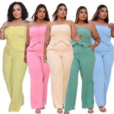 Imagem de Conjunto Alfaiataria Plus Size Candy Color Moda Feminina - On.shop, Ve