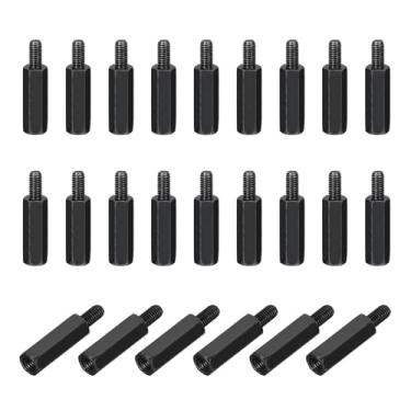 Imagem de PATIKIL 24 peças M3 x 15 mm + 6 mm macho fêmea hexagonal, espaçador de placa-mãe PCB de aço carbono para gabinetes de computador, placas de circuito, drone FPV, quadricóptero, preto