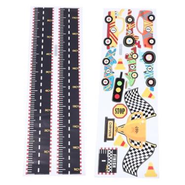 Imagem de Unomor Race Cars Growth Chart Wall Stickers for Removable Height Measurement Rulers with Creative Track Design Fun Interactive Playroom Decor Versatile for Home and School Use