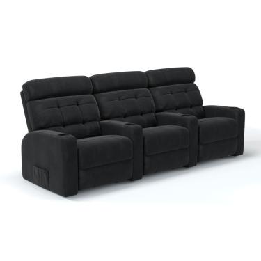 Imagem de Sofá 3 Lugares Reclinável Manual Linha Cinema Em Suede