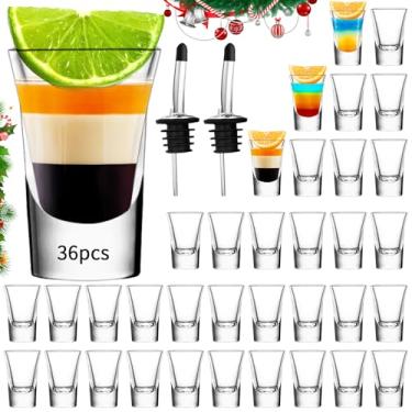 Imagem de Conjunto de copos de shot de vidro de 1,020 a 34 g/35 ml com base pesada, copos redondos, copos de tequila, conjunto de copos pequenos para vodca, uísque, licores, tequila, expresso